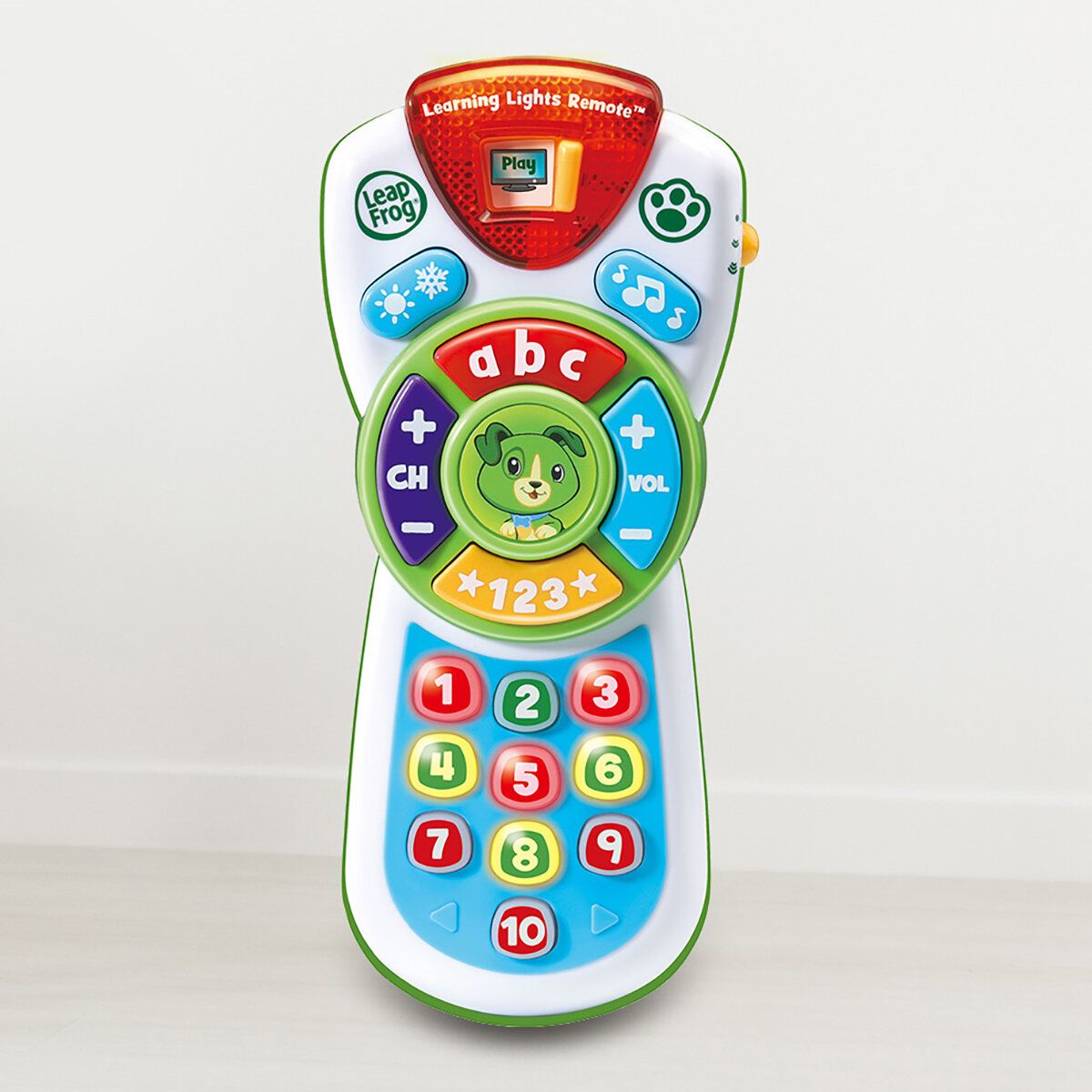 Leap Frog Light-Up Learning Remote (6-36 months) uses 10 light-up number buttons to teach numbers. 