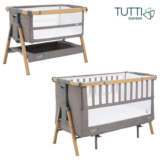 英国Tutti Bambini Cozee XL 床边婴儿床和婴儿床- 橡木/木炭色(适合0至2岁)