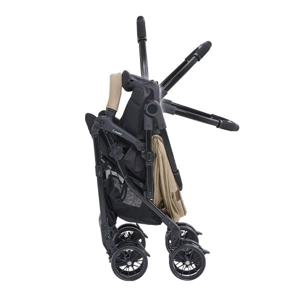 日本 Combi Sugocal L Compact 全自動四輪轉向嬰兒手推車 (卡其) 適合0至3歲
