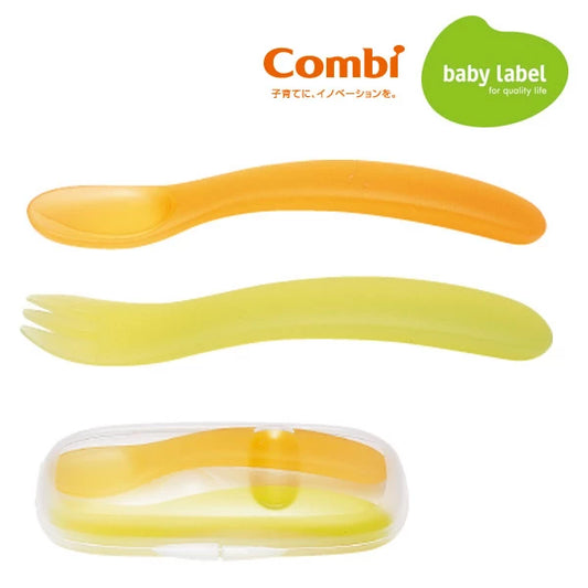 日本Combi Baby Label 易握匙叉套装(附收纳盒) 容易拿握的手柄设计
