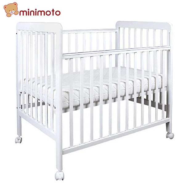 Minimoto Baby Wooden Crib - Mini Slim Bed (Includes 8cm Thick Mattress) 101.6 x 60.9cm | Malaysian Boat Wood
