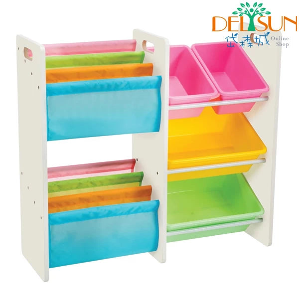 Taiwan Delsun 4-grid Toy Book and Newspaper Storage Rack - Macaroon Powder (Made in Taiwan)