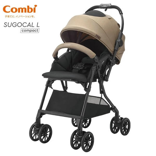 日本 Combi Sugocal L Compact 全自動四輪轉向嬰兒手推車 (卡其) 適合0至3歲