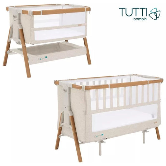 英国Tutti Bambini Cozee XL 床边婴儿床和婴儿床- 胡桃木/米色(适合0至2岁)