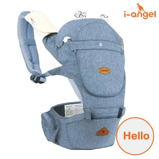 韓國 I-Angel Hello 2合1 四季型腰櫈揹帶 (防水系列) - 淺藍 (適合3個月或以上) 韓國製造