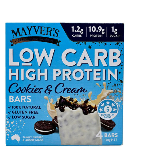 澳洲 Mayver's 低碳水化合物 高蛋白 曲奇忌廉能量棒 128g (4條) 100% 天然