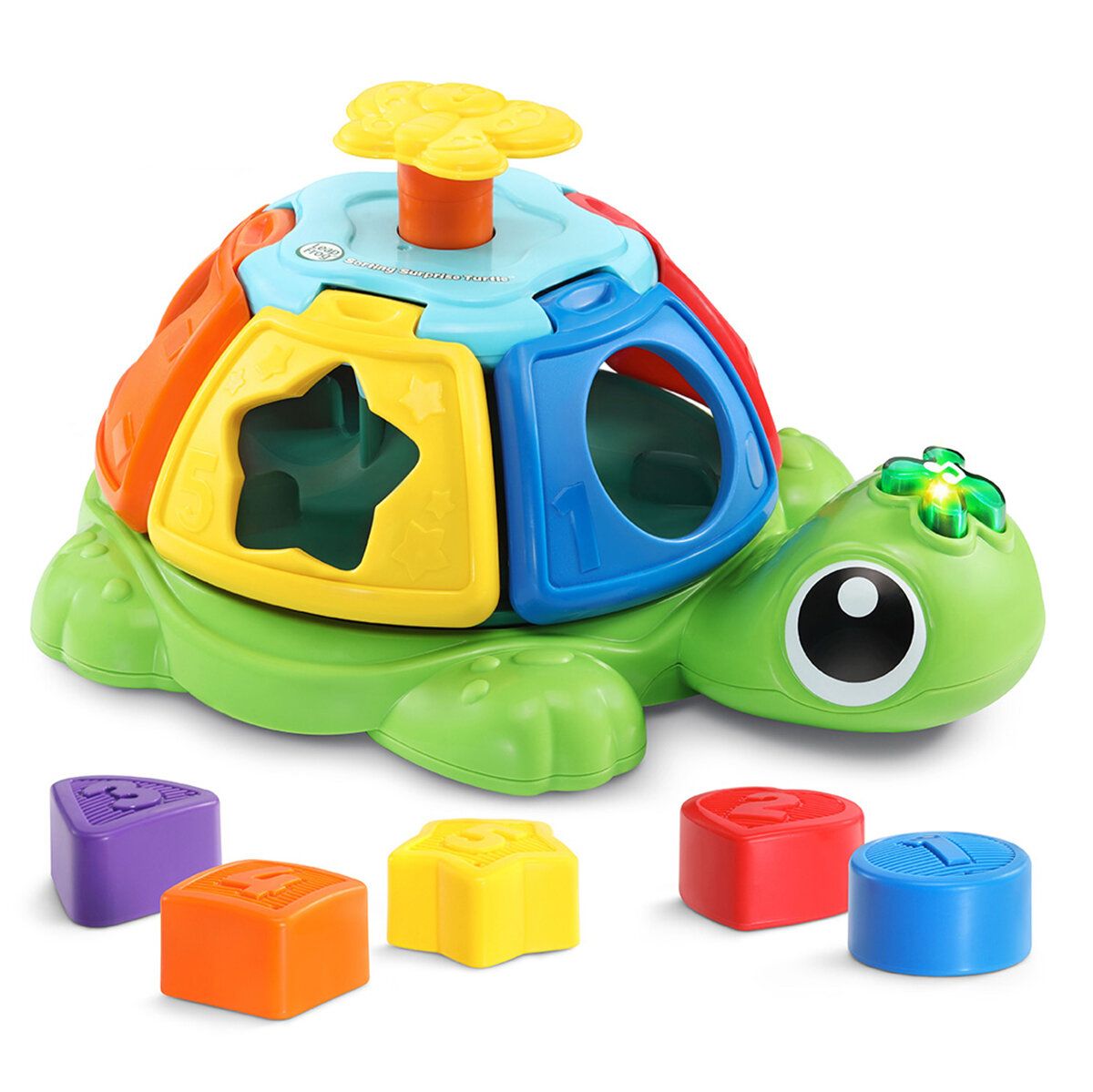 Leap Frog Spinning Turtle (9-36 months) Matching the bricks to the shaped holes in the shell introduces five different shapes 