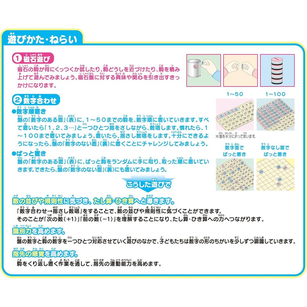 日本 KUMON 公文式 1-100 磁石數字盤 (培養數數 | 學習單雙數 | 順數&倒數)